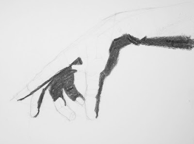 Drawing the hand: shade the shadow area.