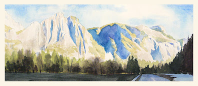 Watercolor painting of Yosemite