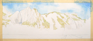 Watercolor painting demo of Yosemite: Paint the vegetation.