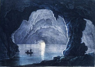 Vieja estampa de la Gruta Azul en Capri