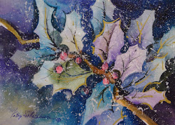 holly watercolor painting watercolour traditional sculpting collage sculpture fine