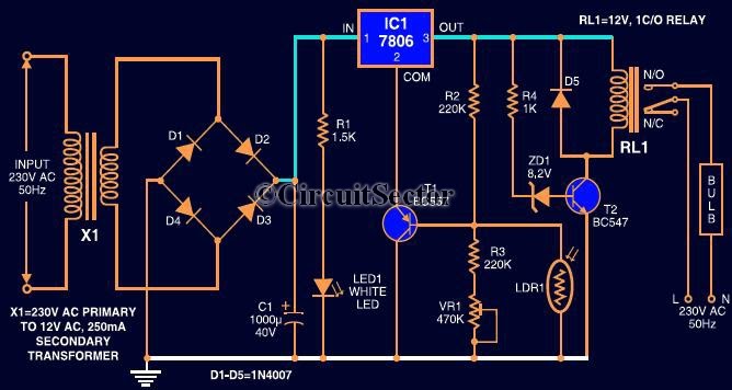 Automatic Light Controller Using 7806 And LDR | Top Circuits