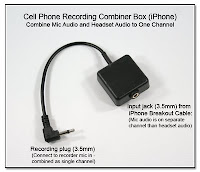 CP1044a: Cell Phone Recording Combiner Box (iPhone) - Combine Mic Audio and Headset Audio to One Channel