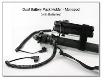 DF1029: Single / Dual Battery Pack Holder - Monopod Version with Batteries