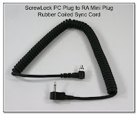 SC1034: ScrewLock PC Plug to RA Mini Plug - Rubber Coiled Sync Cord