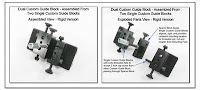 CP1033e: Dual Custom Guide Block - Assembled from Two Single Custom Guide Blocks - Assembled View & Parts View Rigid Version