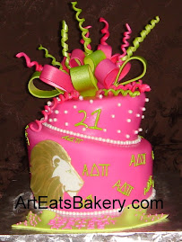 Hot pink mad hatter Alpa Delta Phi birthday cake