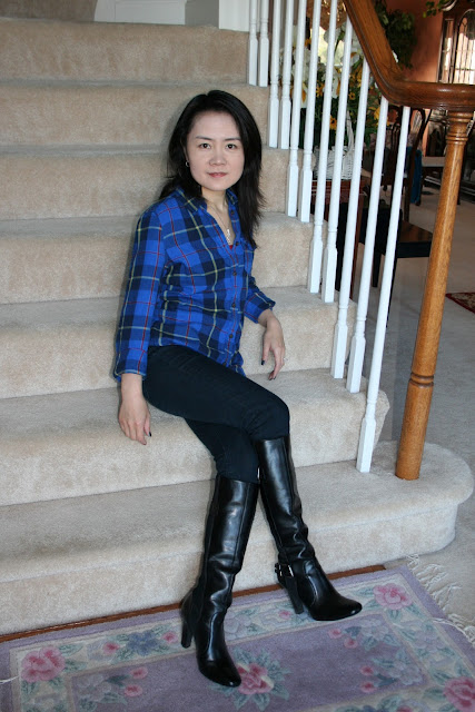 Vicky's Daily Fashion Blog: Plaid flannel shirt and knee high boots