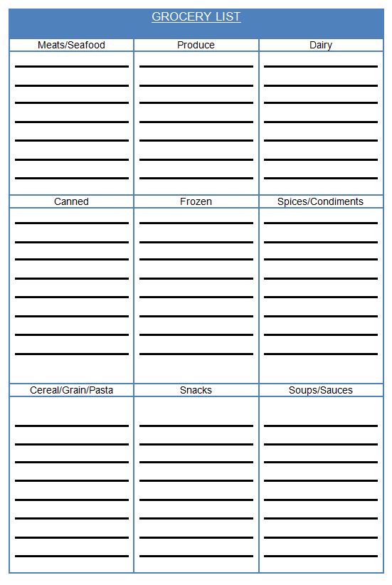 Grocery List Free Microsoft Word Templates