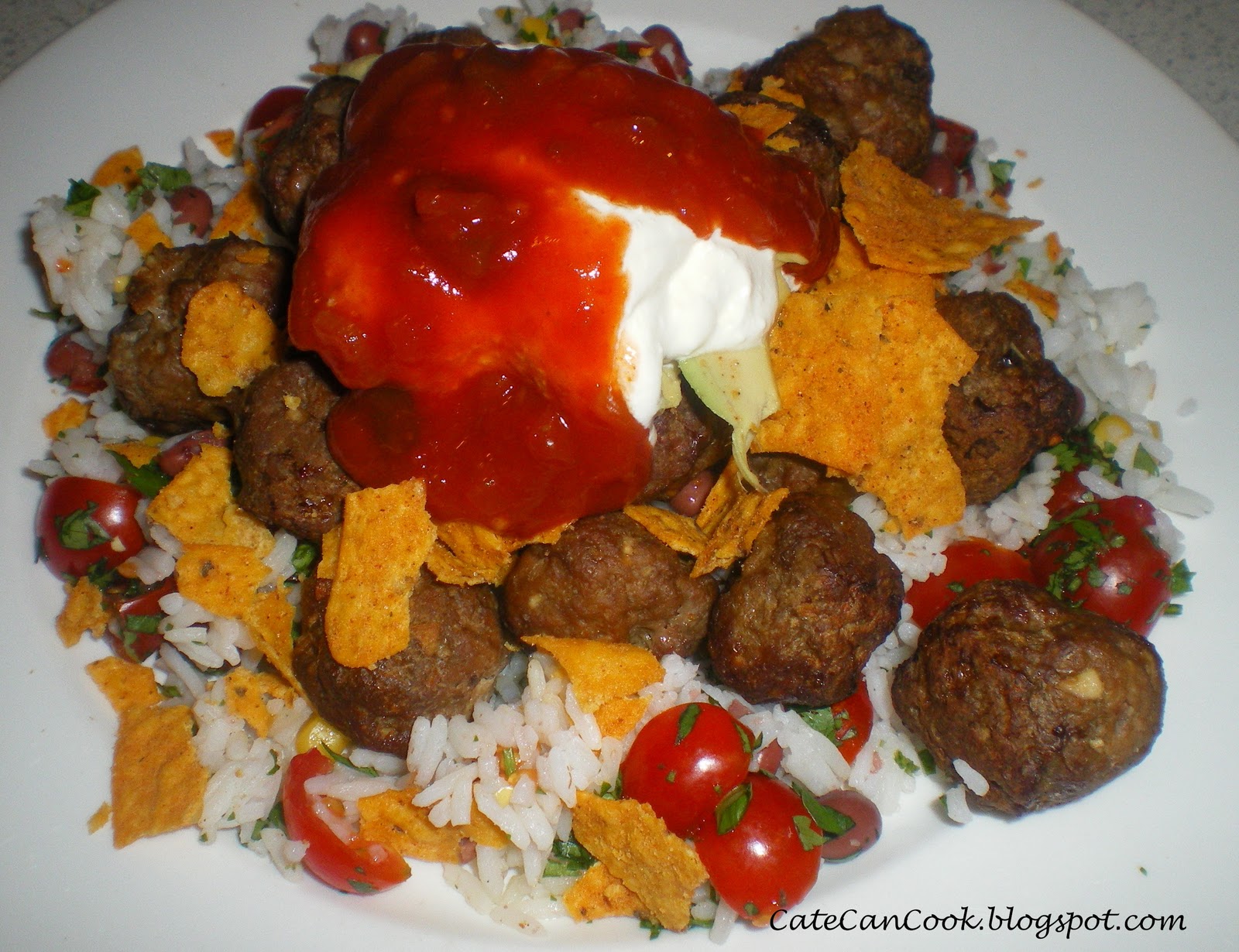 Cate Can Cook, So Can You!! Mexican Meatballs with Rice Salad