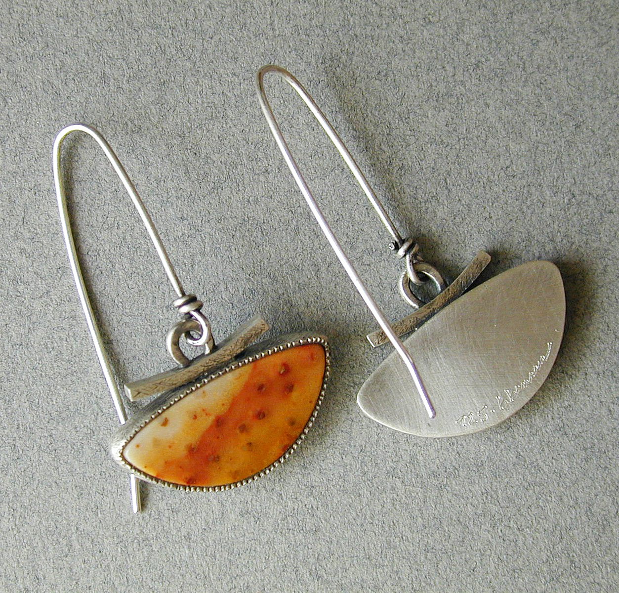 betsy bensen jewelry Petrified Palmwood and Sterling Earrings