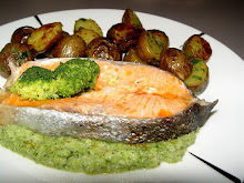 Steamed salmon with brocoli puree and baby potatoes