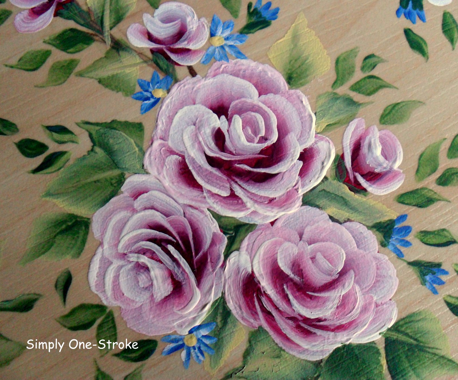Simply OneStroke Roses on a wood tile