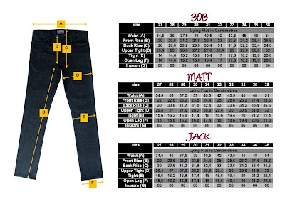 RUFFNECK JEANS: SIZE CHART