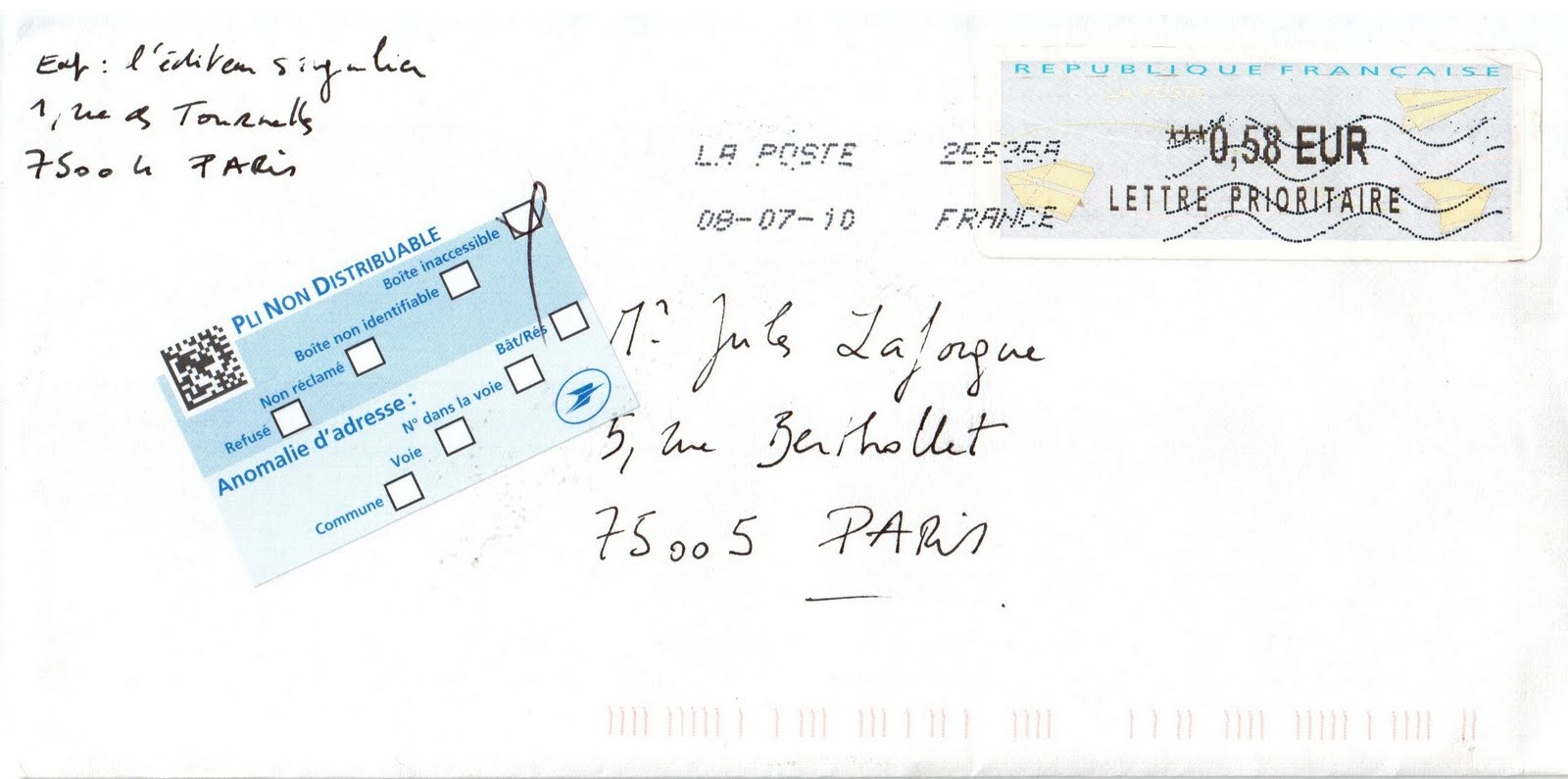 N Habite Pas à L Adresse Indiquée N'habite plus à l'adresse indiquée - Jules Laforgue