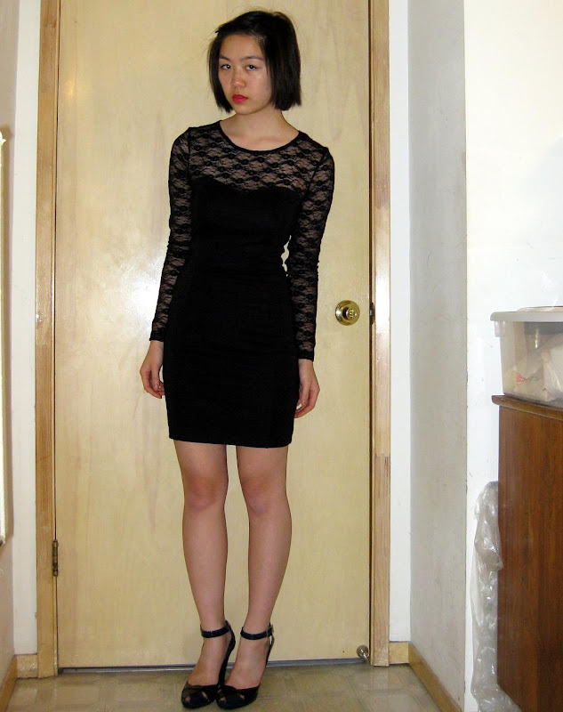 black lace H&M dress