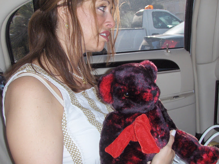 Riding in the limo with my "Teddy Bear" a gift from Elvis
