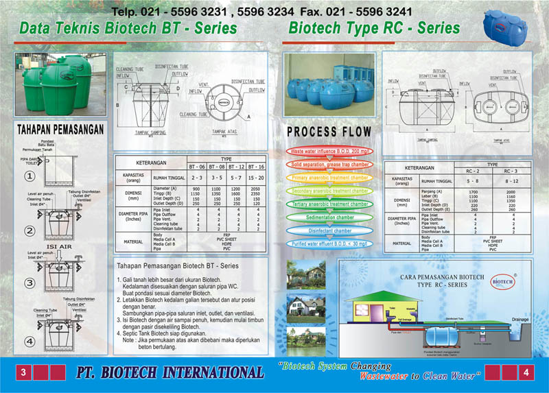 PT. BIOTECH INTERNATIONAL BROSUR SEPTIC TANK BIOTECH, KATALOG BIOTECH