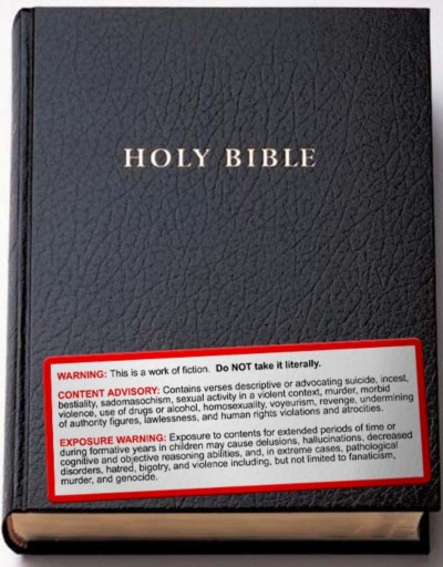 Bibelen med advarsler mod dens anstødelige indhold