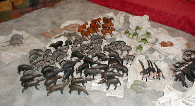 Tapirs and other balata rubber animals from Nappi Balata in Guyana