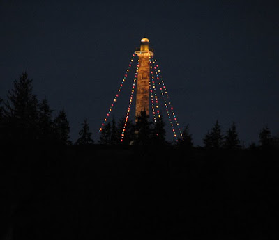 The Astoria Column in Christmas Lights