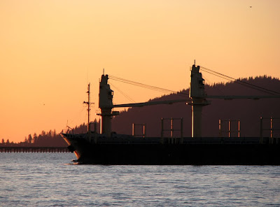 Ship in Sunset, Astoria, Oregon