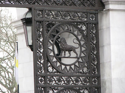 A Lion in the Gate of Marble Arch, London