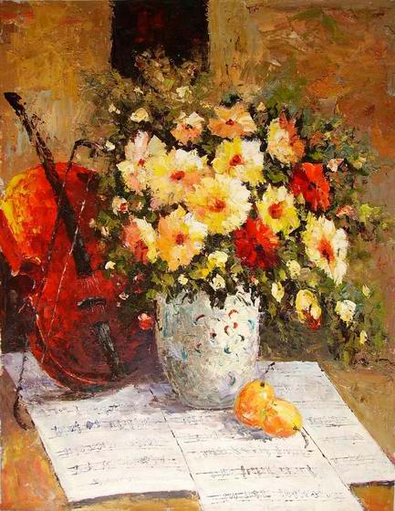 Free High Resolution Pictures: original oil paintings flowers images