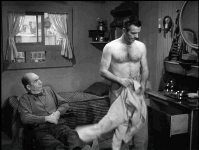Hugh Beaumont shirtless in noir drama