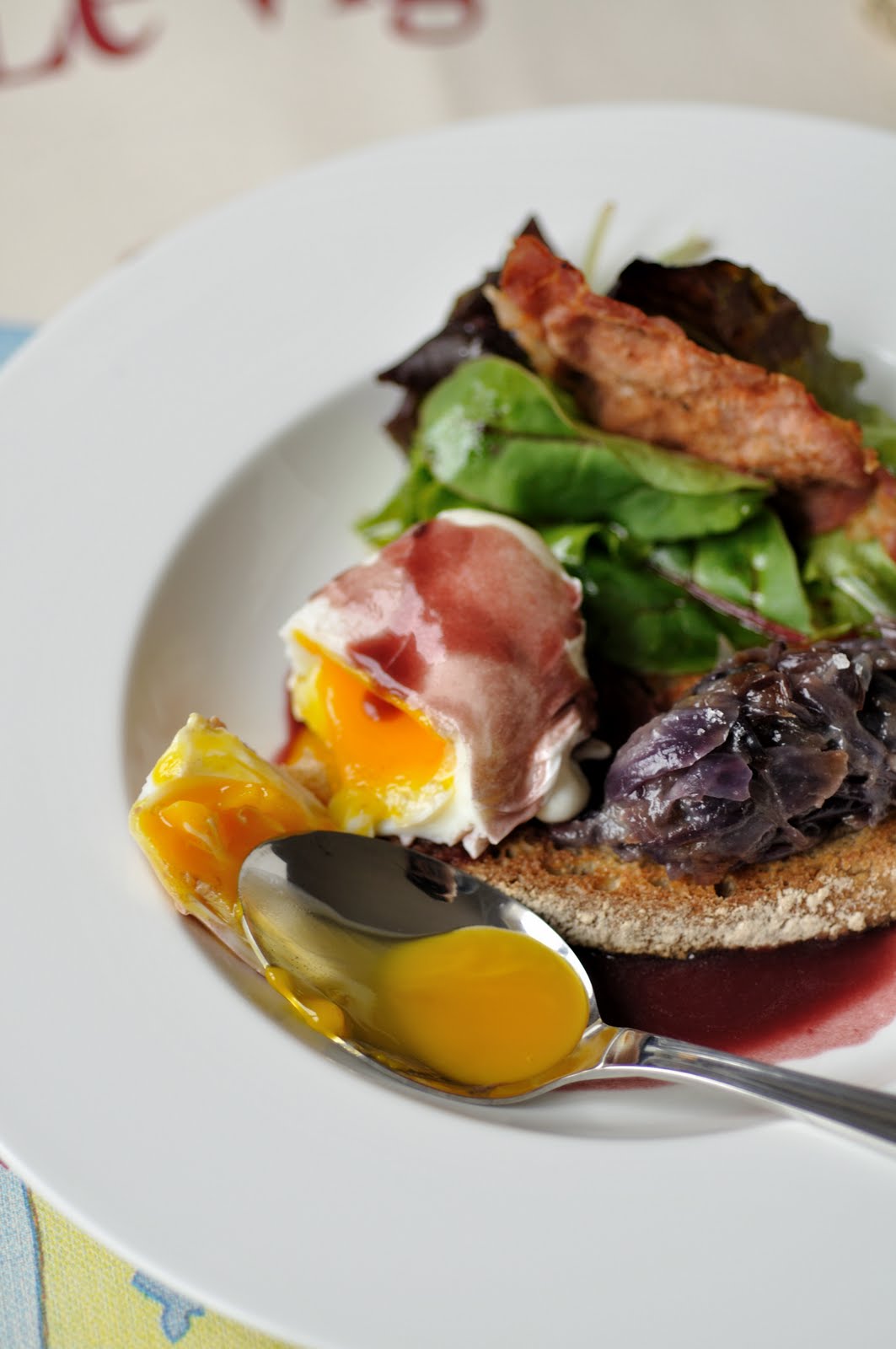 Eggs Meurette ( poached eggs in red wine sauce )