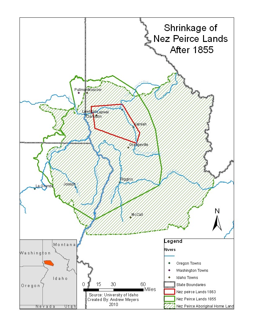 Andrew's Maps Map of Nez Perce Lands