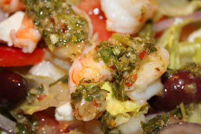 Greek Shrimp Salad with Chimichurri Dressing
