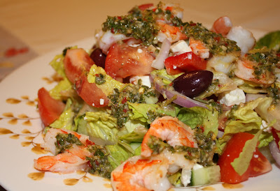 Greek Shrimp Salad with Chimichurri Dressing