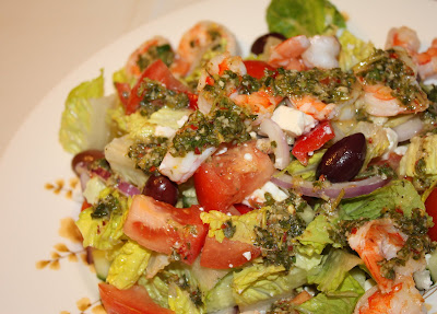 Greek Shrimp Salad with Chimichurri Dressing