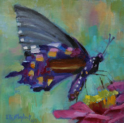 spotted butterfly paintings painting oil impressionist colorful flower blaylock elizabeth american pink beauty sold daily june