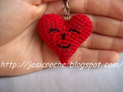 Chaveiro de Crochê Coração Mini Peças Aprendendo Croche 