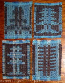 4 S&W mug rugs with variegated warp.