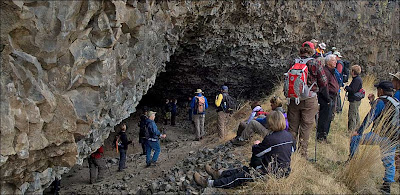 Inspecting a cave carved by the Ice Age Floods.