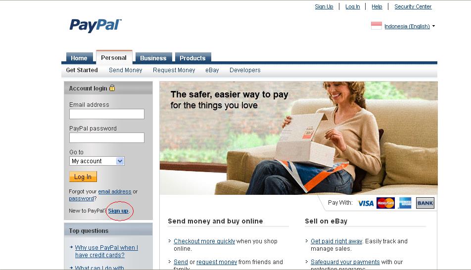 Klik Sign Up , kemudian pada kotak Personal klik tombol Get Started