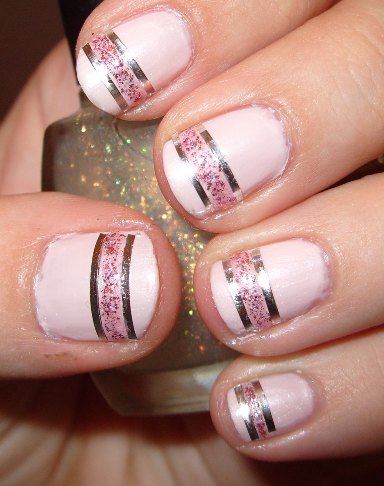 sharihearts Silver Tape Nail Art