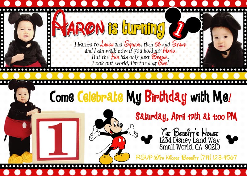 Pretty Witty Designs AJ's Mickeythemed Birthday Invitations