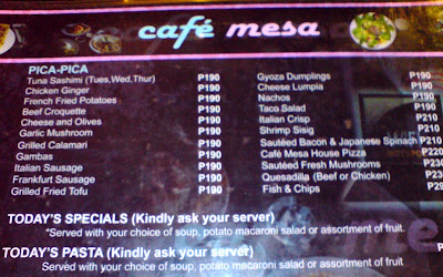  café mesa, clark, mimosa, pampanga, coffee shop, restaurant, European, food, frappe, choco frost, iced mocha, black forest, menu