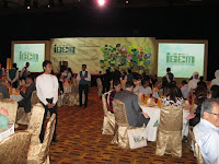 A view of the stage and guests at their tables at KLCC's Hall 1 and 2