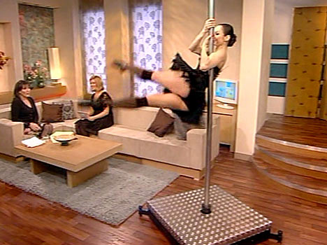 Outrage as GMTV uses racy pole-dancers to 'model' tights