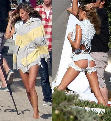 Gisele posed in a very revealing pair of shredded denim shorts