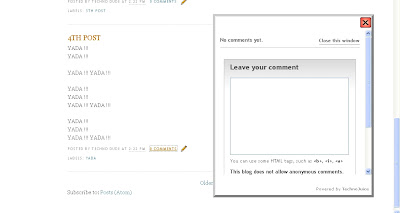 Comment box for blogger. Screenshot of the Comment box