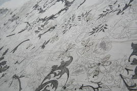 Hand drawn and stitched wallpaper