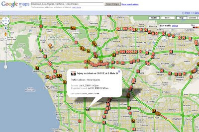 Google Maps Live Traffic Reports LA