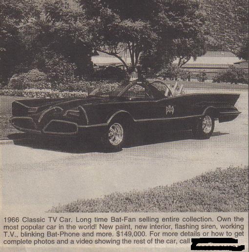 Add for Batmobile from the Old Car Trader magazine, December 1994, page 107