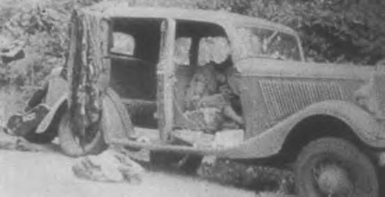 The deaths of Bonnie & Clyde at the hands of the lawmen